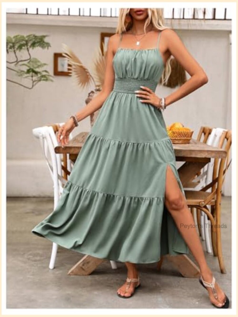 Sleeveless Layered Maxi Dress with Split Hem - Boho Summer Wedding Guest - Picture 5 of 6